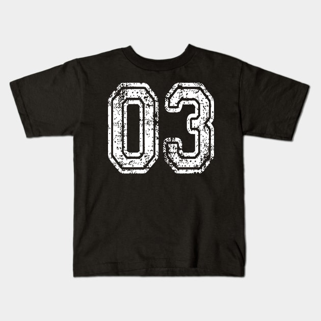 Number 03 Grungy in white Kids T-Shirt by Sterling